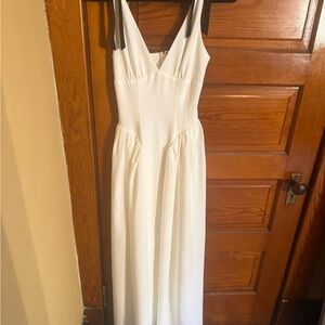 Chic White Maxi Dress with Black Straps